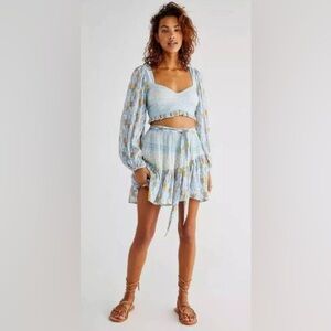 Free People Naomi Printed Set Blue